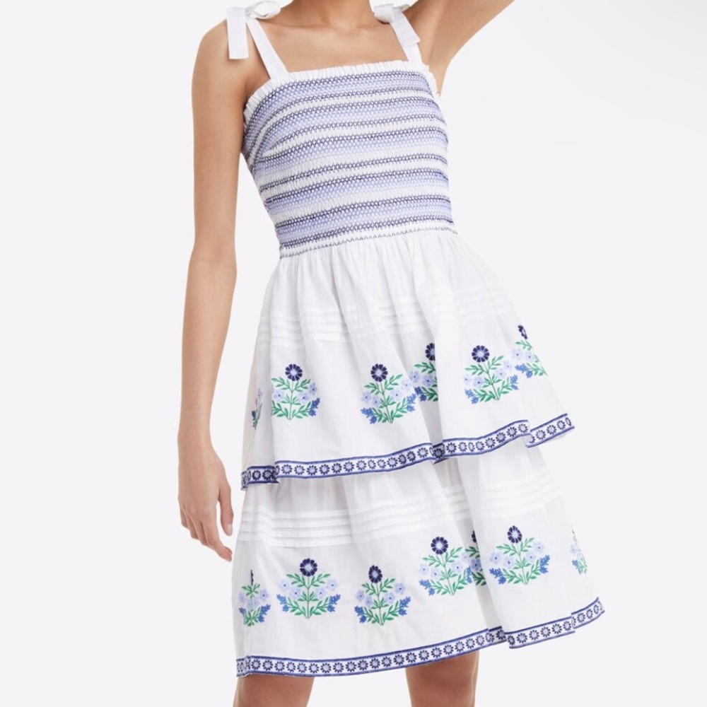 Draper James Original Embroidered Smocked Cotton Dress Size Large - Picture 2 of 9